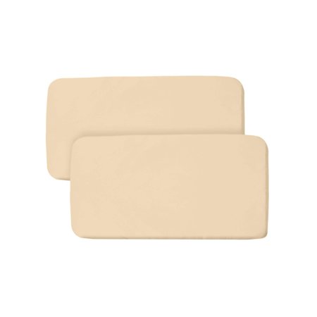BreathableBaby All-in-One Fitted Sheet Waterproof Cover, For 33" x 15"/84 x 38 cm Bassinet Mattress, Beige (2-Pack)