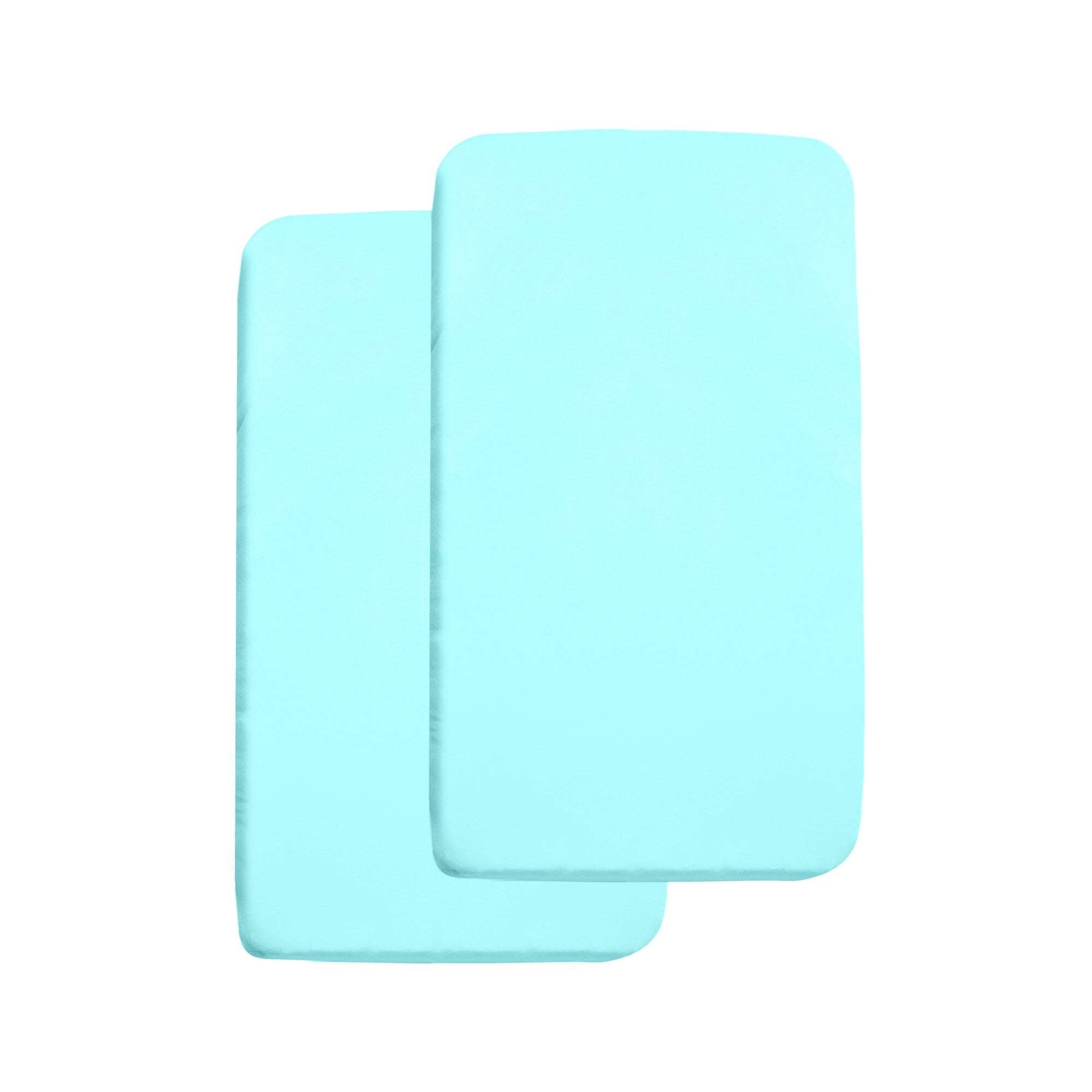 BreathableBaby All-in-One Fitted Sheet Waterproof Cover, For 36" x 18"/91 x 46 cm Cradle Mattress, Aqua (2-Pack)