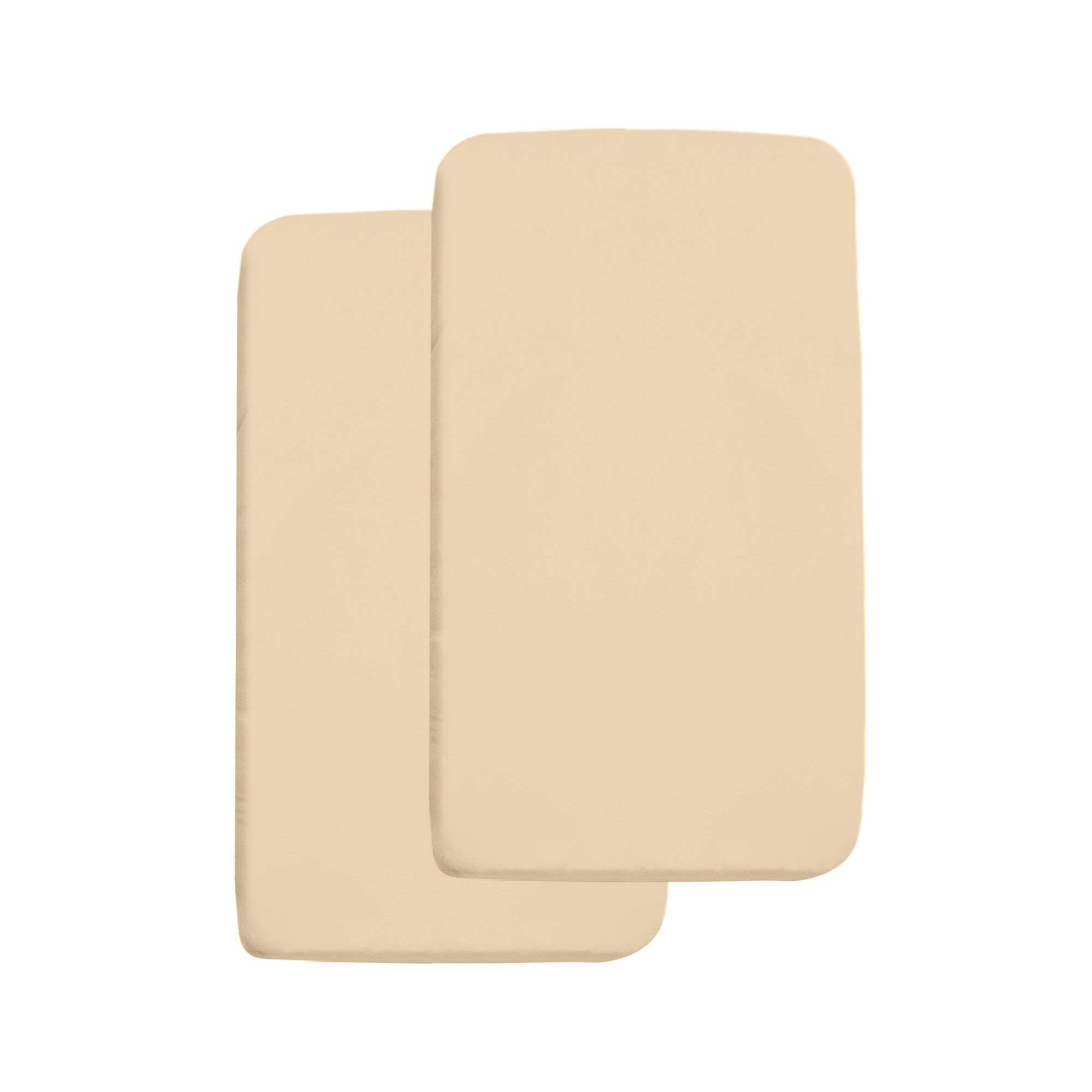 BreathableBaby All-in-One Fitted Sheet Waterproof Cover, For 36" x 18"/91 x 46 cm Cradle Mattress, Beige (2-Pack)