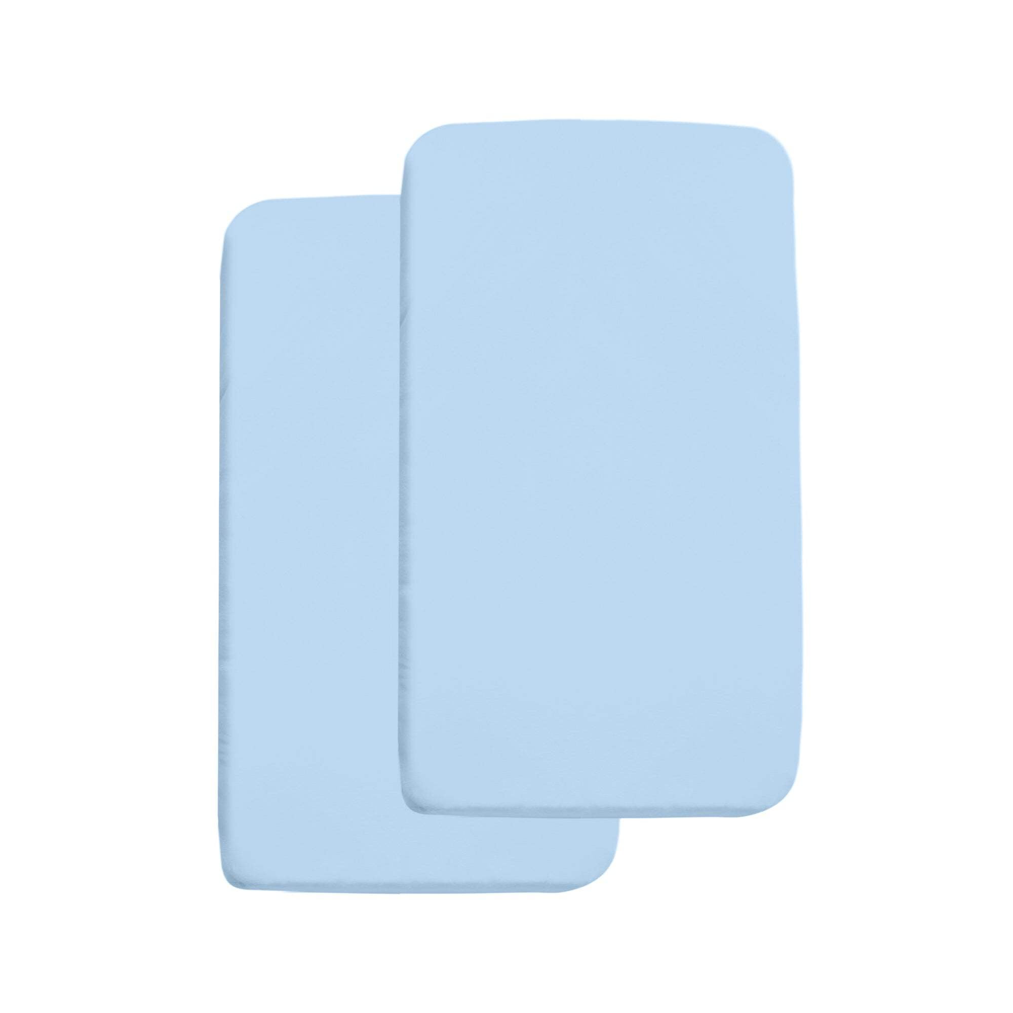 BreathableBaby All-in-One Fitted Sheet Waterproof Cover, For 36" x 18"/91 x 46 cm Cradle Mattress, Light Blue (2-Pack)