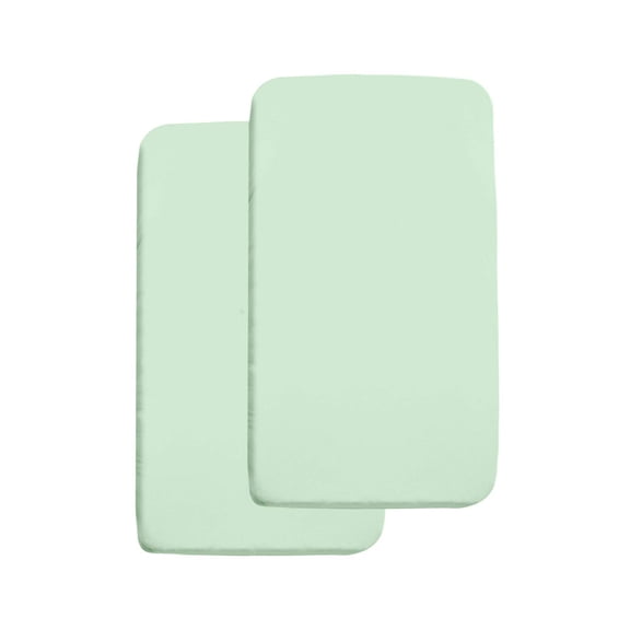 BreathableBaby All-in-One Fitted Sheet Waterproof Cover, For 36" x 18"/91 x 46 cm Cradle Mattress, Mint Green (2-Pack)