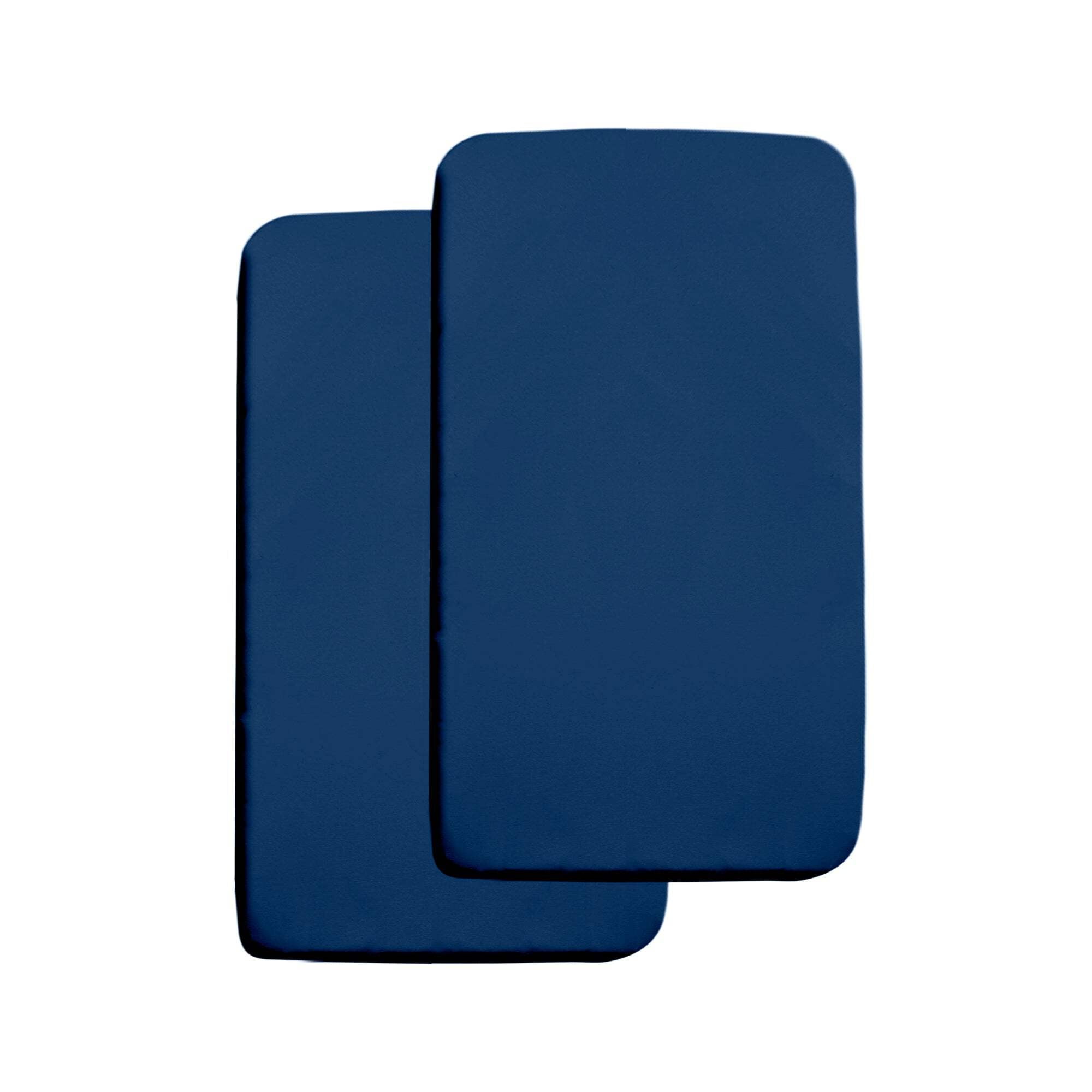 BreathableBaby All-in-One Fitted Sheet Waterproof Cover, For 36" x 18"/91 x 46 cm Cradle Mattress, Navy (2-Pack)