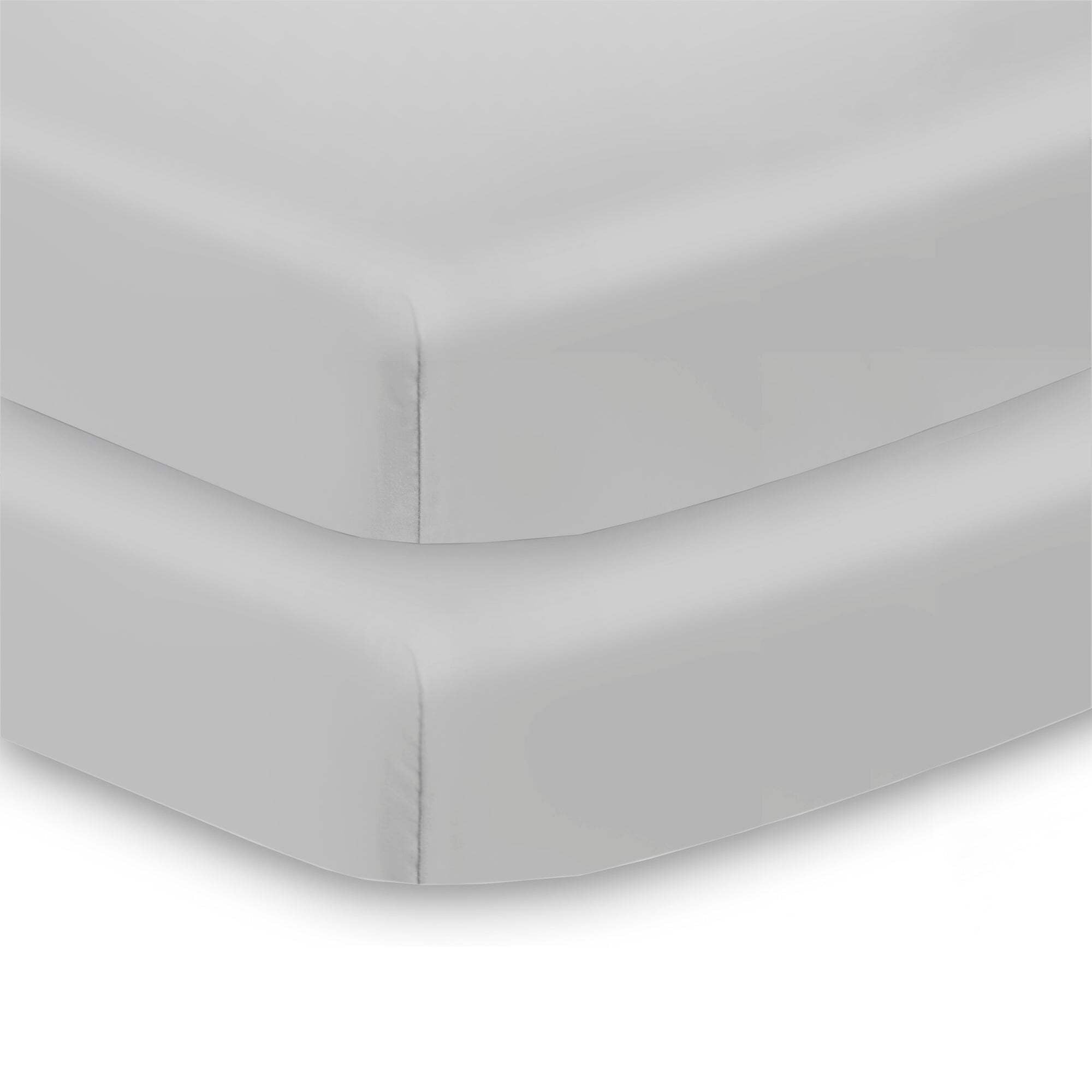 BreathableBaby All-in-One Fitted Sheet Waterproof Cover, For 38 x 24"/97 x 61 cm Mini Crib Mattress, Gray (2-Pack)
