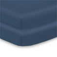 thumbnail image 1 of BreathableBaby All-in-One Fitted Sheet Waterproof Cover, For 38 x 24"/97 x 61 cm Mini Crib Mattress, Navy (2-Pack), 1 of 4