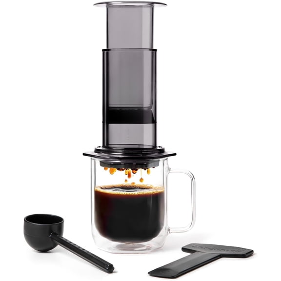 All-in-One French Press, Pour-Over & Espresso Style Manual Brewer – Original Coffee Press, 2 Min Brew for Less Bitterness, More Flavor, Small Portable Coffee Maker for Travel & Camping