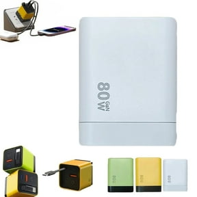 All-in-One GaN Charger Station - 80W Max PD/QC 3.0, 3-Device Fast Charging, Retractable Cable - Compact Design for iPhone, Samsung, MacBook (White)