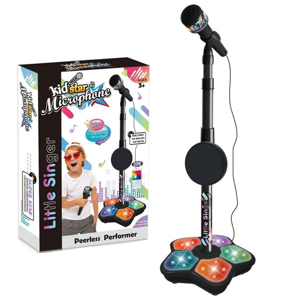 All-in-One Kids' Karaoke Microphone with Stand – Built-in Music, Echo Effects, Colorful Lights, Portable & Easy-to-Use
