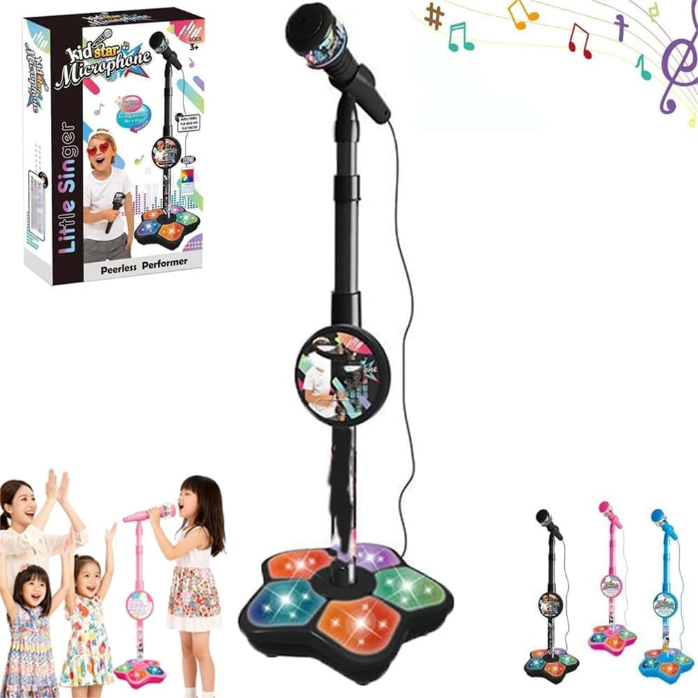 The All-in-One Microphone Toy That Makes Every Day a Concert, 2026 New Karaoke Microphone Toy with Adjustable Stand and LED Lights, Christmas Birthday Gifts for Little Singers
