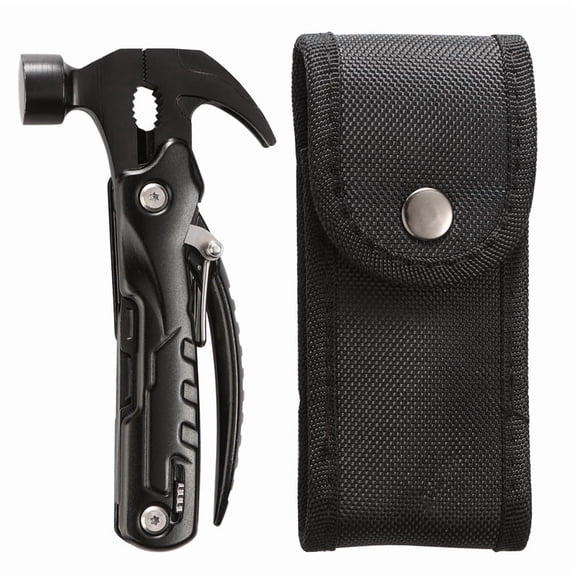 All-in-One Multi Function Claw Hammer Multitool, Car Emergency Window Breaker & Rope Cutter with Nylon Storage Sheath for Camping Outdoor