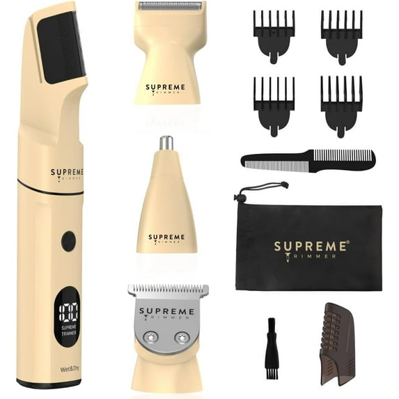 All-in-One Multigroomer | No-Nick, Nose/Ear/Pubic & Full Body Grooming Kit | LCD Display, Rechargeable & Waterproof Men's Hair Trimmer | SMG3040