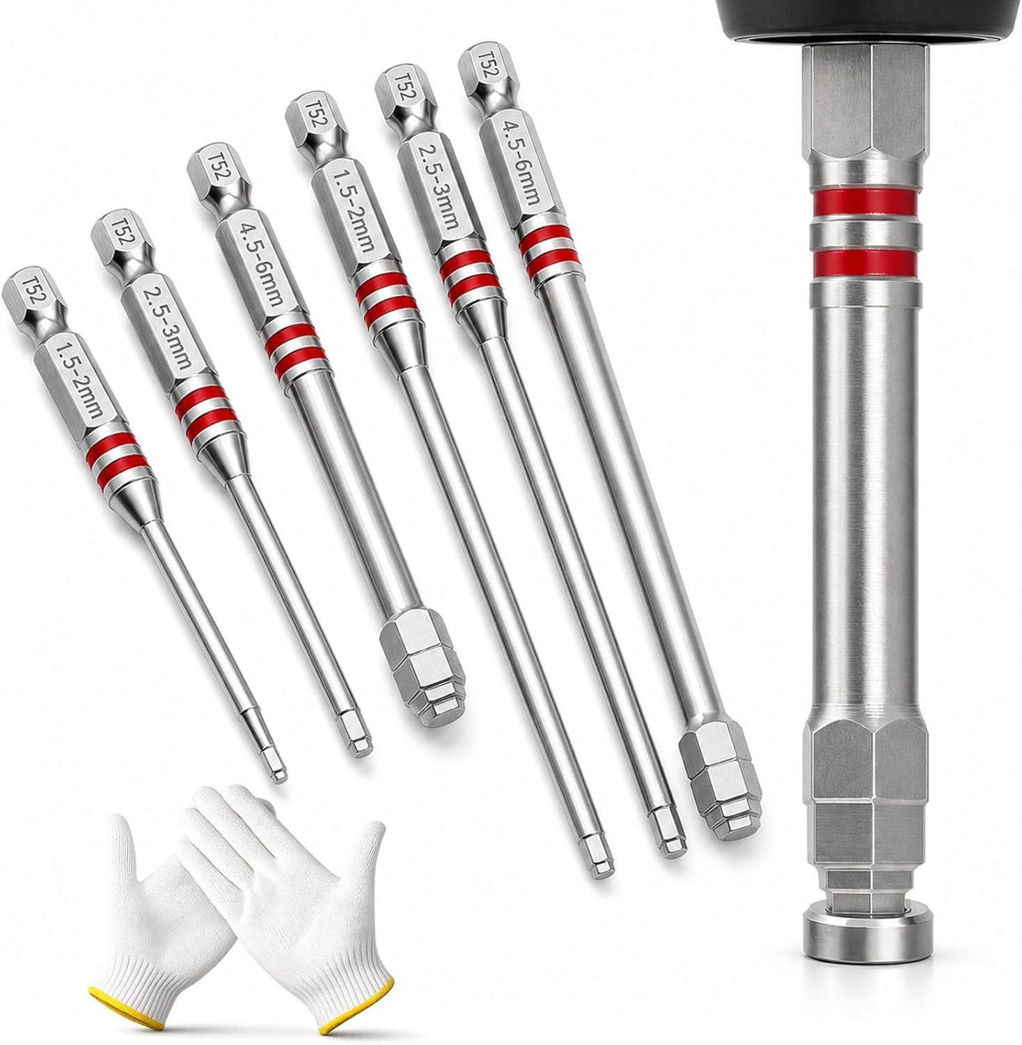 All-in-One Pagoda Hex Screwdriver Bit Set, 6-Piece Magnetic Hex Shank 1.5-6mm for Drill & Wrench, Universal Multi-Size Step Design for Efficient Nut Tightening, Metric Impact Driver Bits (1 Set)