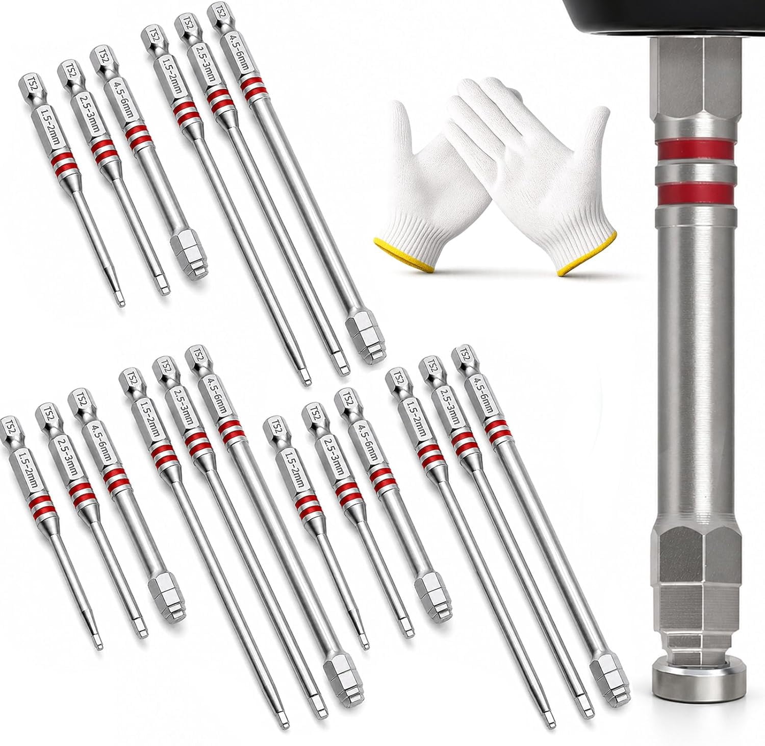 All-in-One Pagoda Hex Screwdriver Bit Set, 6-Piece Magnetic Hex Shank 1.5-6mm for Drill & Wrench, Universal Multi-Size Step Design for Efficient Nut Tightening, Metric Impact Driver Bits (3 Sets)