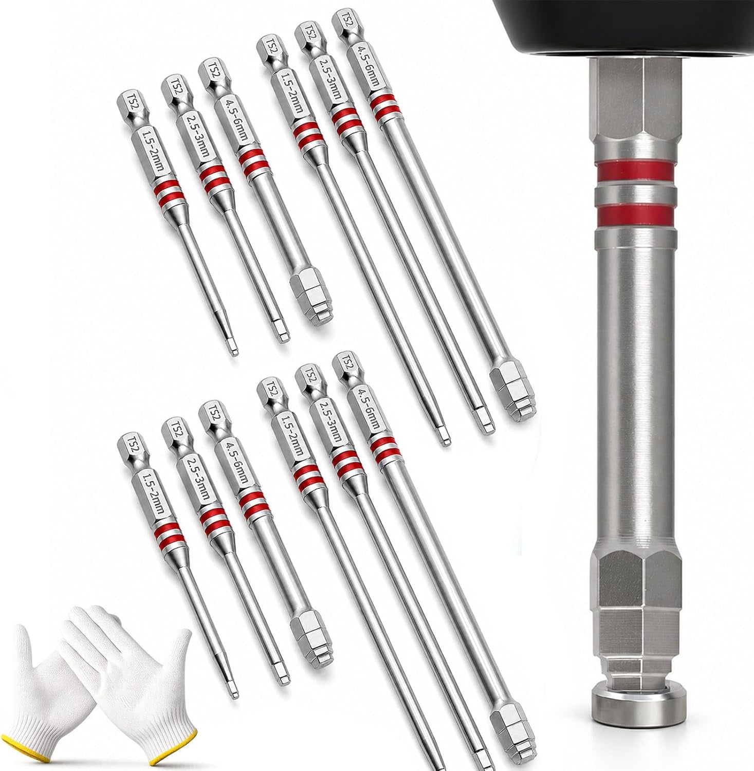 All-in-One Pagoda Hex Screwdriver Bit Set, 6-Piece Magnetic Hex Shank 1.5-6mm for Drill & Wrench, Universal Multi-Size Step Design for Efficient Nut Tightening, Metric Impact Driver Bits (2 Sets)