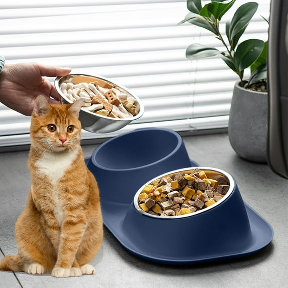 All-in-One Pet Bowl for Cats - Ergonomic Low Profile Design with Neck & Spine Support, Non-Slip Weighted Base, Easy Clean Dishwasher Safe, Space Saving Multi-Cat Feeding Solution