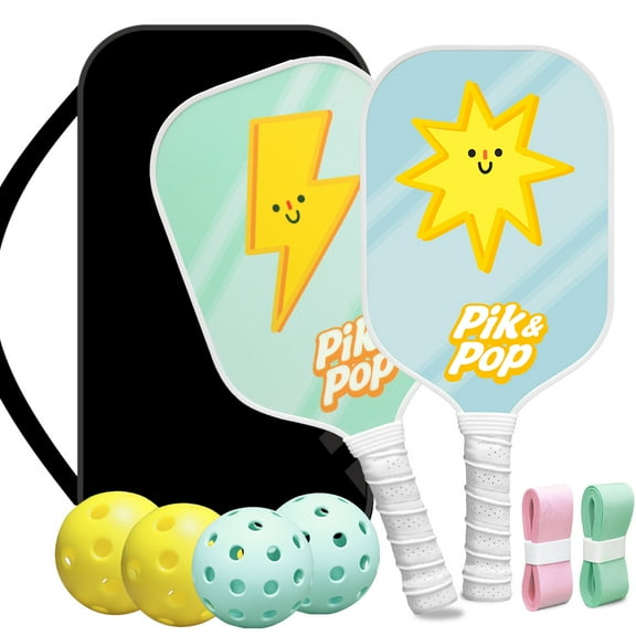 All-in-One Portable Pickleball Set 2 Honeycomb Paddles 4 Balls Carry Bag for Travel Outdoor & Indoor Games