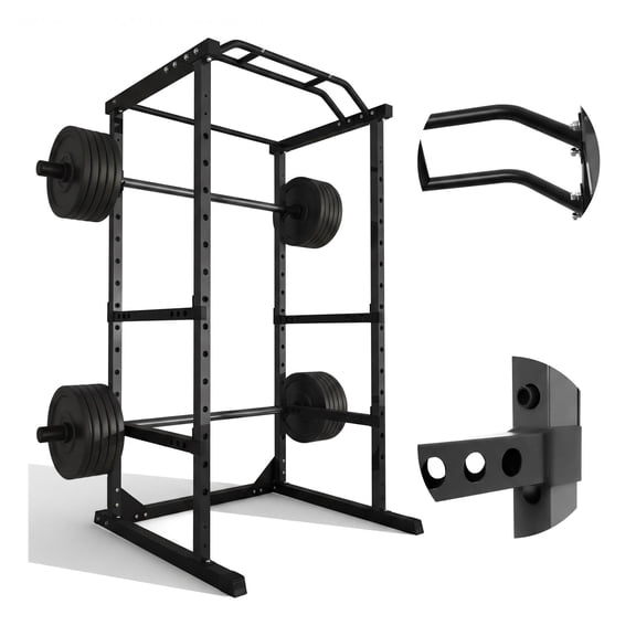 All-in-One Power Rack,1200 Lbs Squat Rack,14-Level Power Cage with J-Hooks & Pull-Up Bar,Sturdy Workout Equipment for Residential Gym