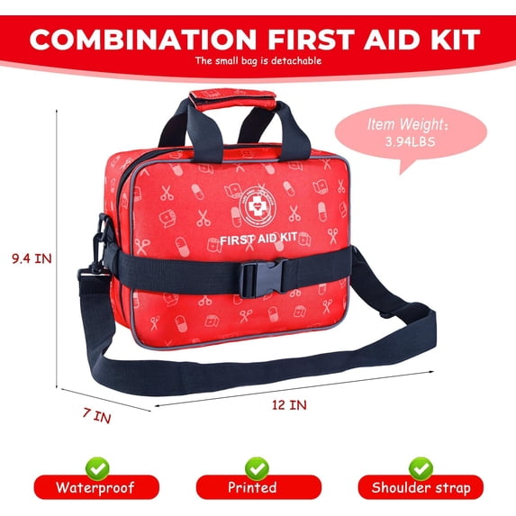 All-in-One Premium 530 Piece Emergency First Aid Kit, Large Medical Kit for Home, Car, Camping, Travel, Hiking, Sports & Outdoor