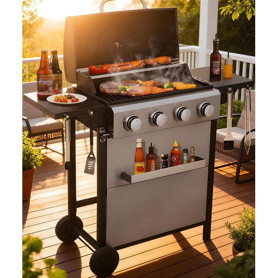 All-in-One Propane Gas Grill with Grilling & Griddling Functions, 745 Sq.Inch Cooking Space for Patio or Camping