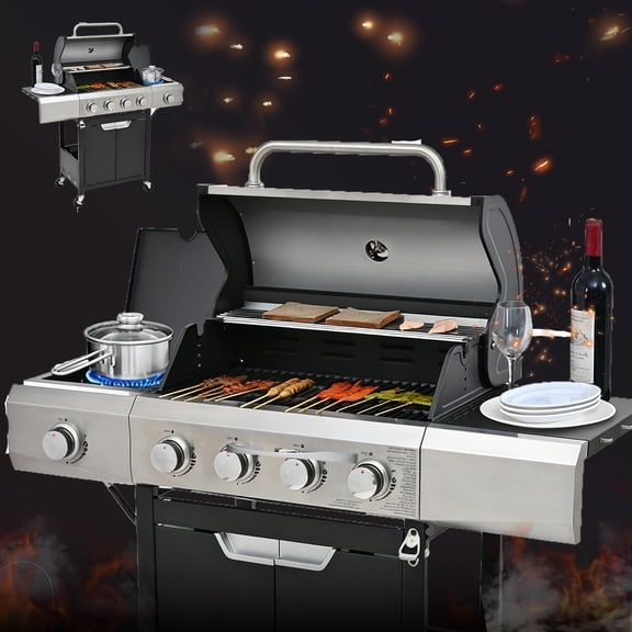 All-in-One Propane Gas Grill with Grilling & Griddling Functions, 745 Sq.Inch Cooking Space for Patio or Camping