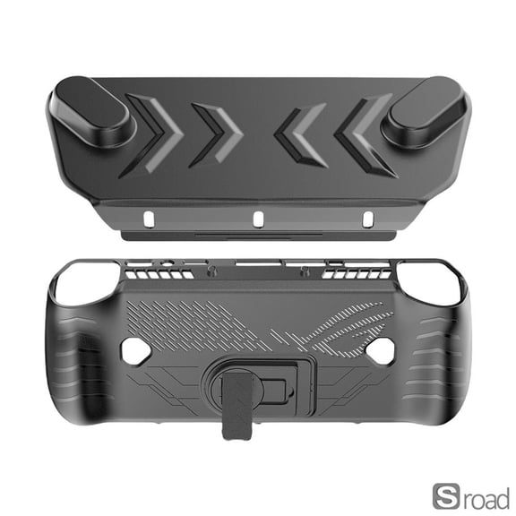 All-in-One Protective Case With Built-in Stand For Handheld Gaming Consoles, Full-Cover Shockproof TPU Shell Kit Includes Tempered Glass Screen Protector & Thumb Grip Caps, Drop-Proof Portable Case