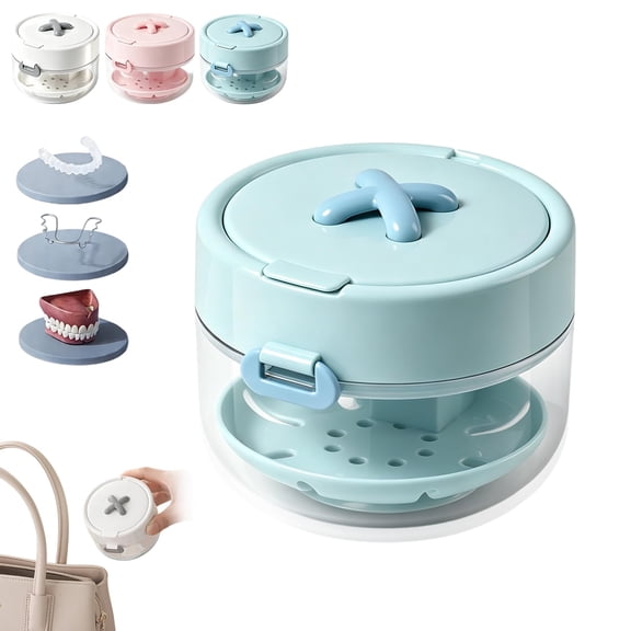 All-in-One Retainer Storage Case, 3-in-1 Retainer Case with Mirror and Cleaning Brush, Portable Aligner and Mouth Guard Storage Box for Travel and Daily Use