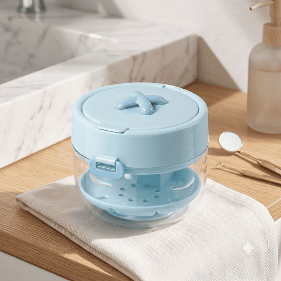 All-in-One Retainer Storage Case,Denture Cleaning Cup with Removable Basket, Portable Mouth Guard Storage Container, Travel Daily Care, For Retainers, Dentures and Night Guards