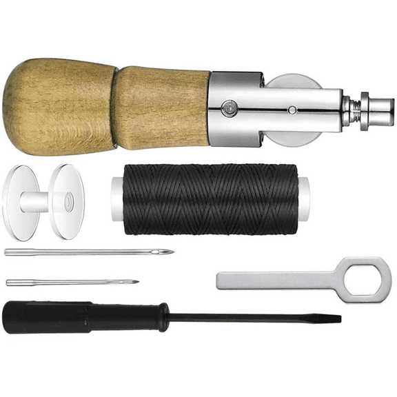 All-in-One Sewing Awl Kit Speedy Stitcher Repair Tools for Leather, Sail, and Canvas Needles, Thread, and Accessories