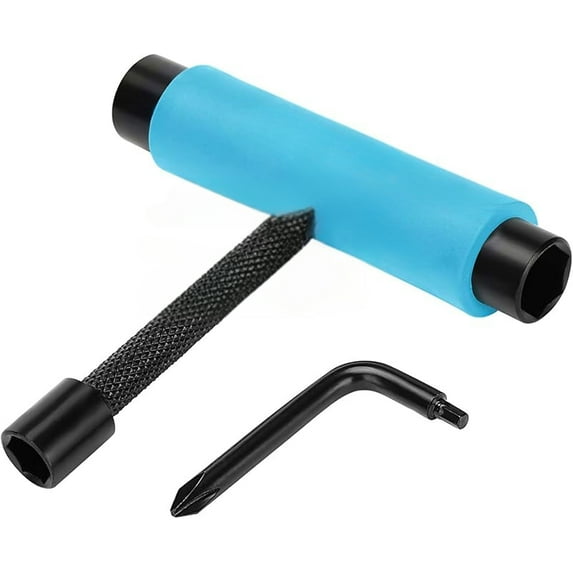 All-in-One Skate Tools Multi-Function Portable Skateboard T Tool Accessory with T-Type Allen Key and L-Type Phillips Head Wrench Screwdriver