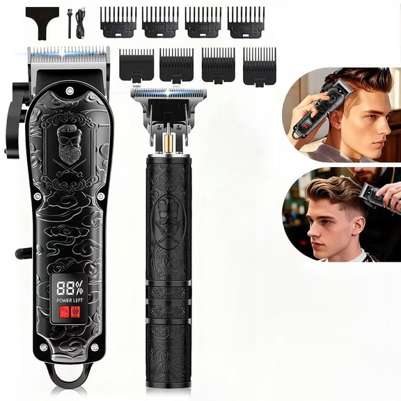 All-in-One USB Electric Grooming Kit for Men Beard Trimmer, Body Hair Clipper & Sensitive Area Trimmer with LCD Display, Rechargeable Multi-Trimmer for Travel & Home Use
