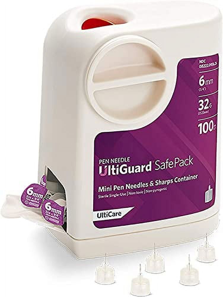 UltiGuard Diabetic Safe Pack, Pen Needles & Sharps Container, 6mm x 32G