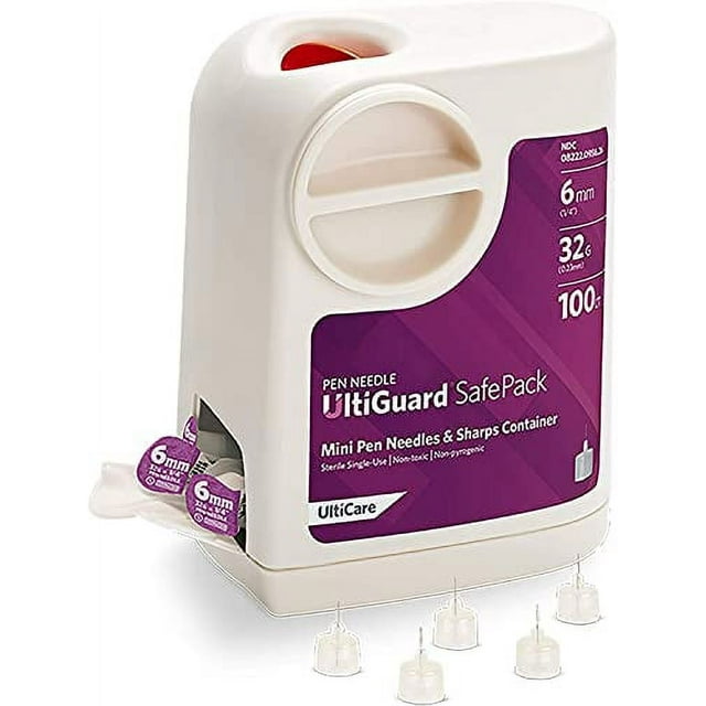 UltiGuard Diabetic Safe Pack, Pen Needles & Sharps Container, 6mm x 32G