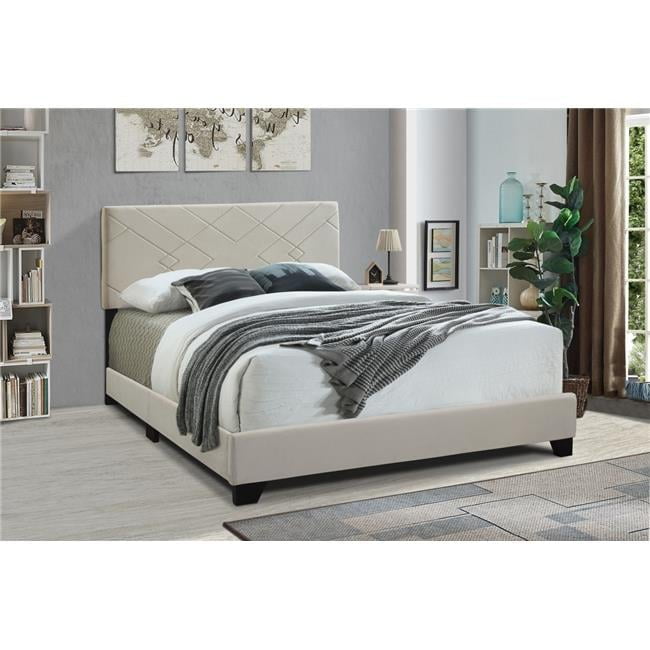 King White Velvet Upholstered Bed with Headboard