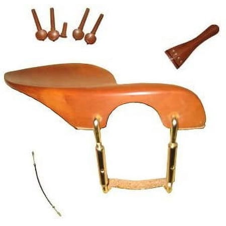 All in One:Violin Chinrest with Standard Bracket Mounted, Pegs, End Pin,Tail Piece&tail Gut, Jujube,4/4