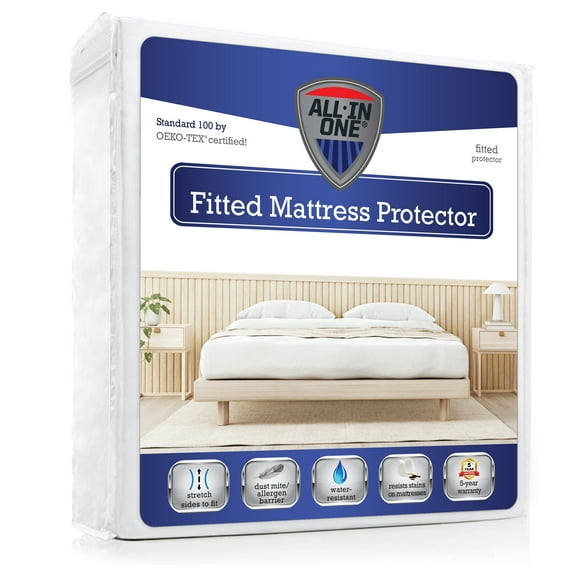 All-in-One Waterproof Fitted Mattress Protector, Queen