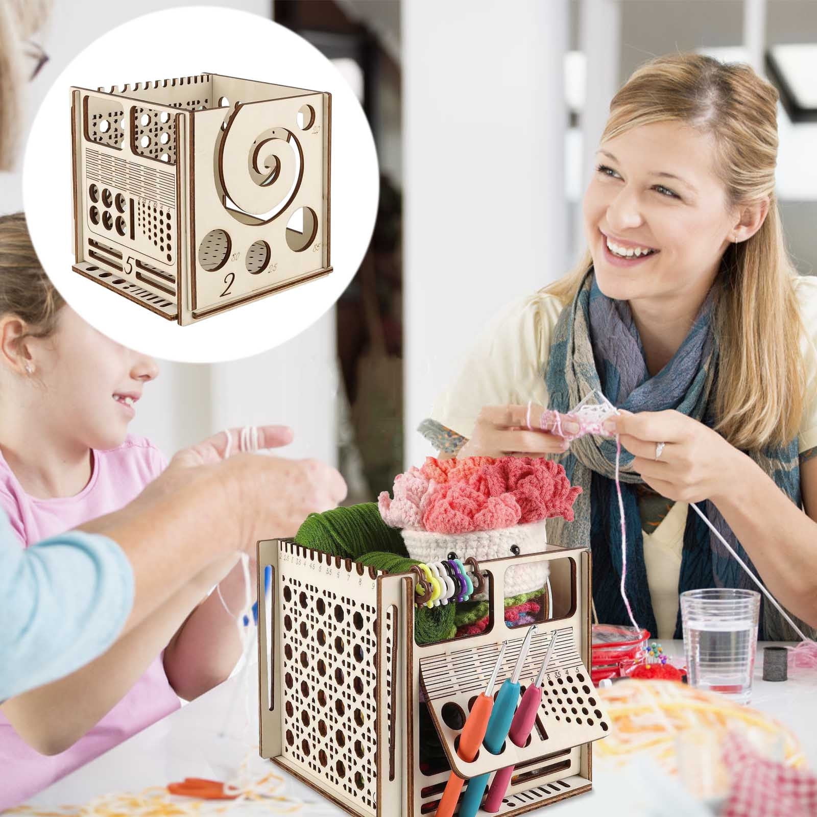 All in One Wooden Yarn Bowl for Knitting Multi Purpose Yarn Ball Box