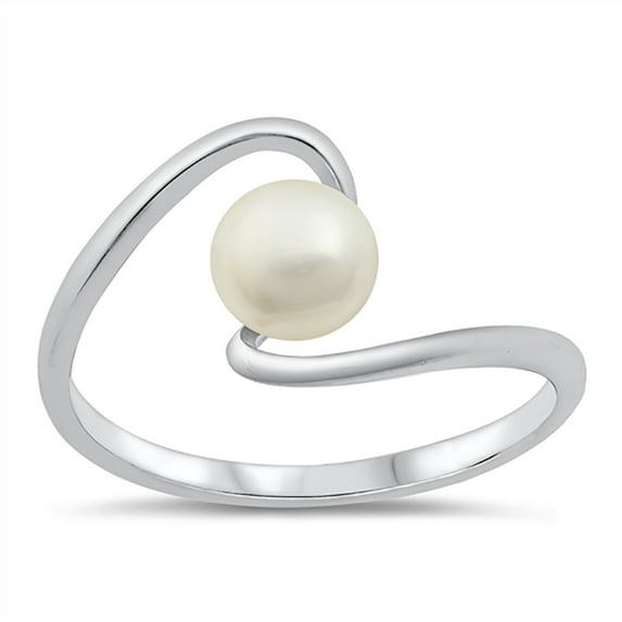 All in Stock 925 Sterling Silver Lab Created pearl Swirl Design Womens Ring Size 6