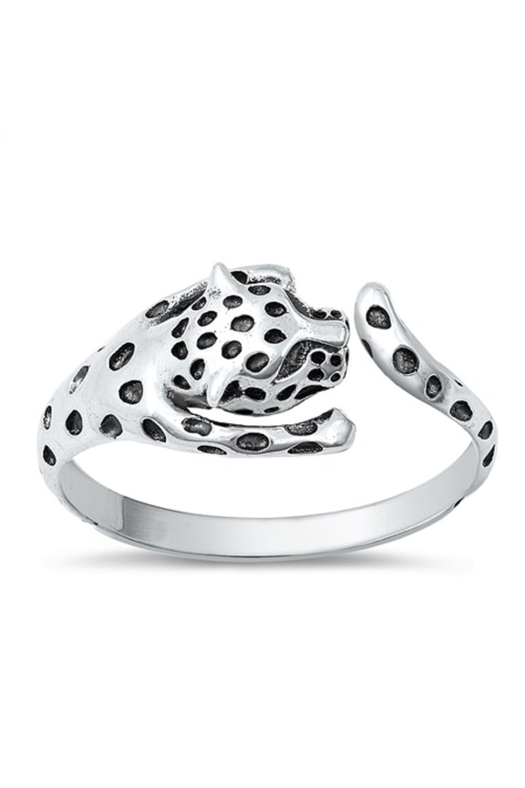 Adjustable Leopard Ring Sterling Silver Size 5