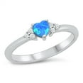 thumbnail image 1 of All in Stock Blue Simulated Opal Cubic Zirconia Heart Promise Ring Sterling Silver Size 4, 1 of 3