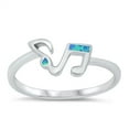 thumbnail image 1 of All in Stock Blue Simulated Opal Two Music Note Ring Sterling Silver Size 8, 1 of 3