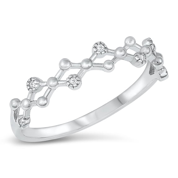 All in Stock Clear Cubic Zirconia DNA Womens Ring 925 Sterling Silver Size 10