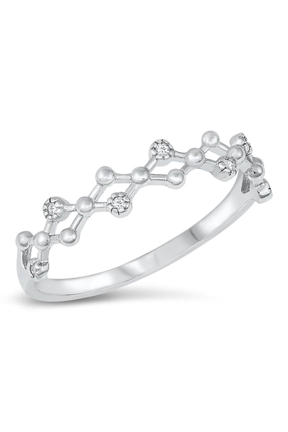Clear Cubic Zirconia DNA Womens Ring 925 Sterling Silver Size 9