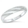 thumbnail image 1 of All in Stock Clear Cubic Zirconia Designer Band Ring 925 Sterling Silver Size 3, 1 of 3
