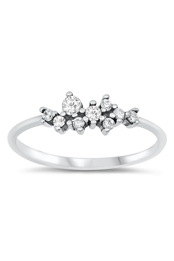 Clear Cubic Zirconia Designer Women Ring 925 Sterling Silver Size 7