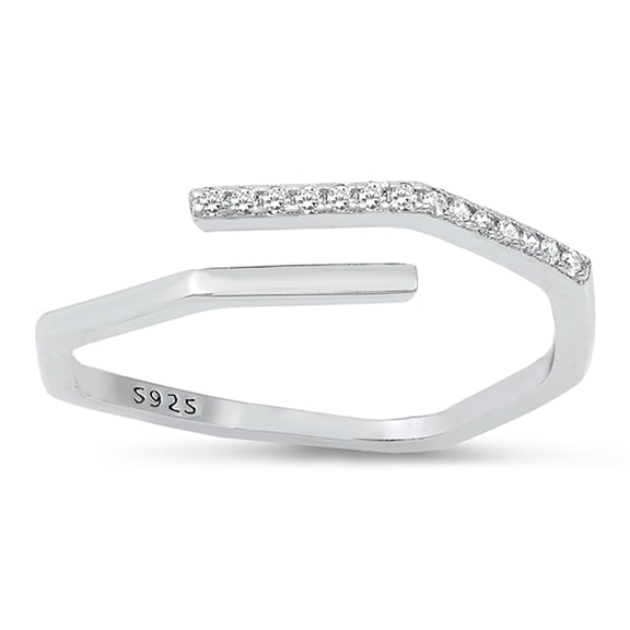 All in Stock Clear Cubic Zirconia Equal Wrap Ring 925 Sterling Silver Size 3