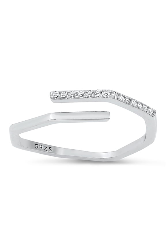 Clear Cubic Zirconia Equal Wrap Ring 925 Sterling Silver Size 9
