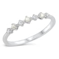 thumbnail image 1 of All in Stock Clear Cubic Zirconia Simulated Pearl Alternating Stackable Ring 925 Sterling Silver Size 6, 1 of 3