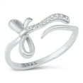 thumbnail image 1 of All in Stock Clear Cubic Zirconia Snake with Bow tie Ring 925 Sterling Silver Size 4, 1 of 3