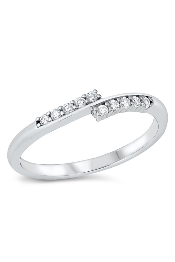 Clear Cubic Zirconia Twin design stackable Ring 925 Sterling Silver Size 5