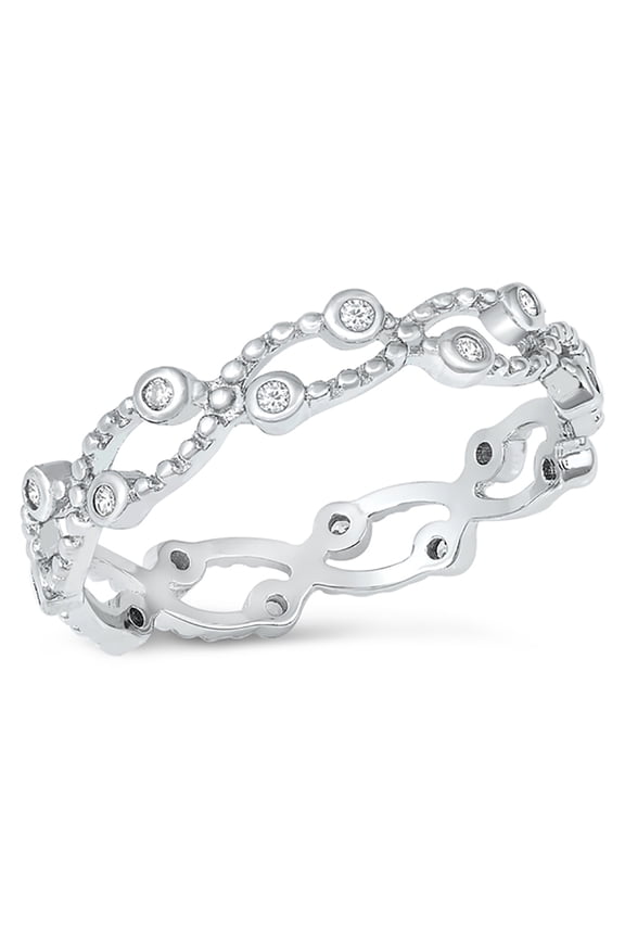 Clear Cubic Zirconia eternity Braided Womens Ring 925 Sterling Silver Size 5