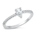 thumbnail image 1 of All in Stock Clear Teardrop Cubic Zirconia Solitaire Cute Ring 925 Sterling Silver Size 9, 1 of 3